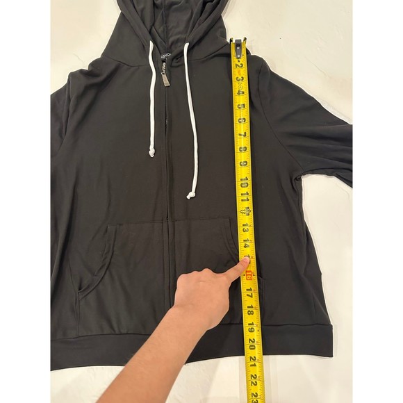 Fashion Nova Black Striped Sleeve Lightweight Cropped Hoodie - Picture 10 of 11